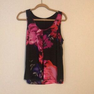Floral Sleeveless Top - Pink and Black